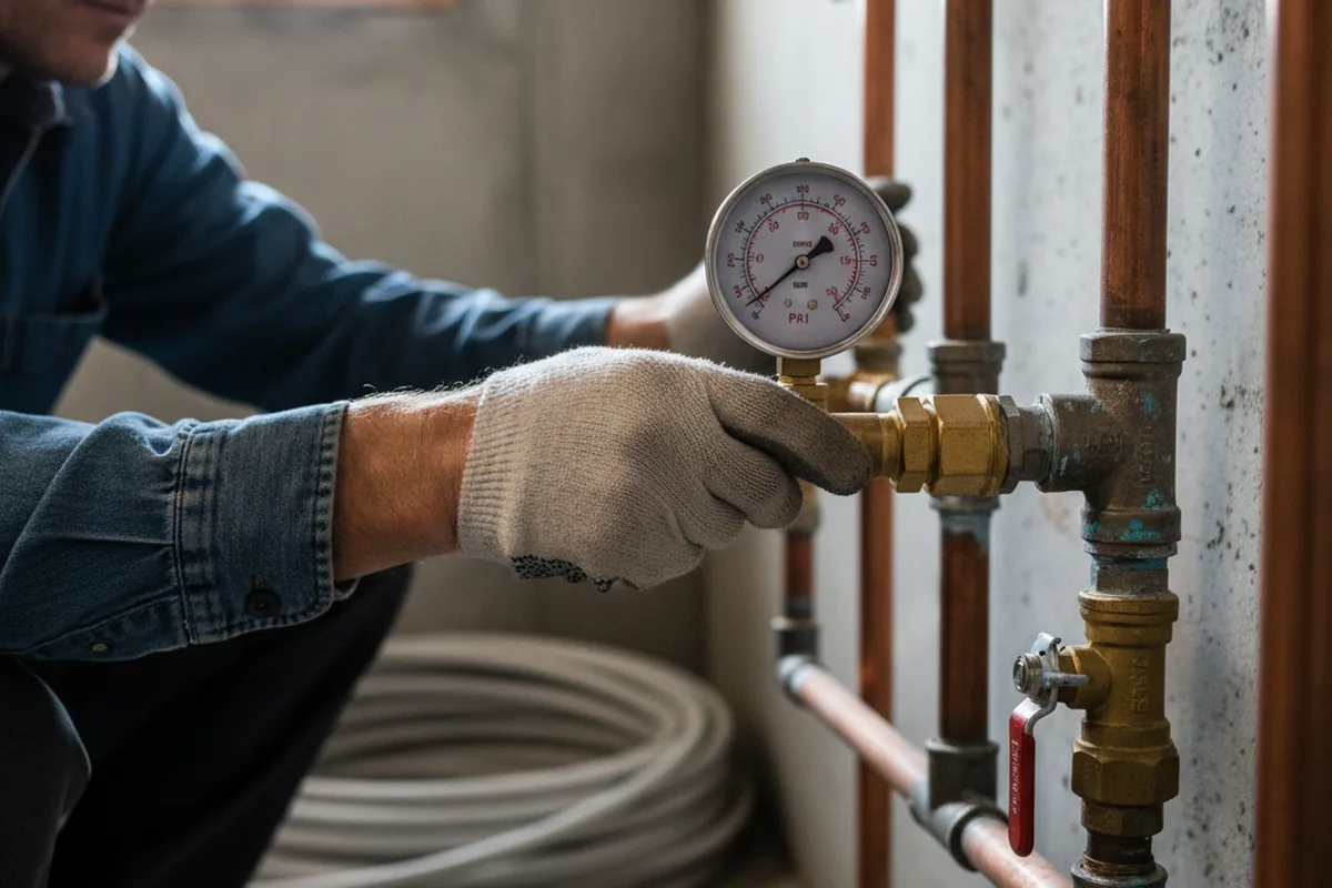 Pressure testing a repaired line during Water Line Repair in Beggs